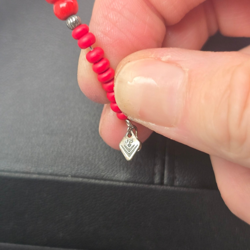Retired Silpada Red Coral Sterling Silver Beaded Southwestern Choker Necklace - Picture 5 of 10